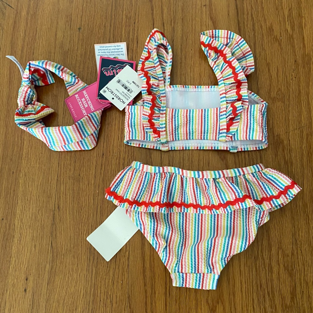 Andy & Evan Rainbow Seersucker Bikini 3 Pieces Set - Picture 7 of 10